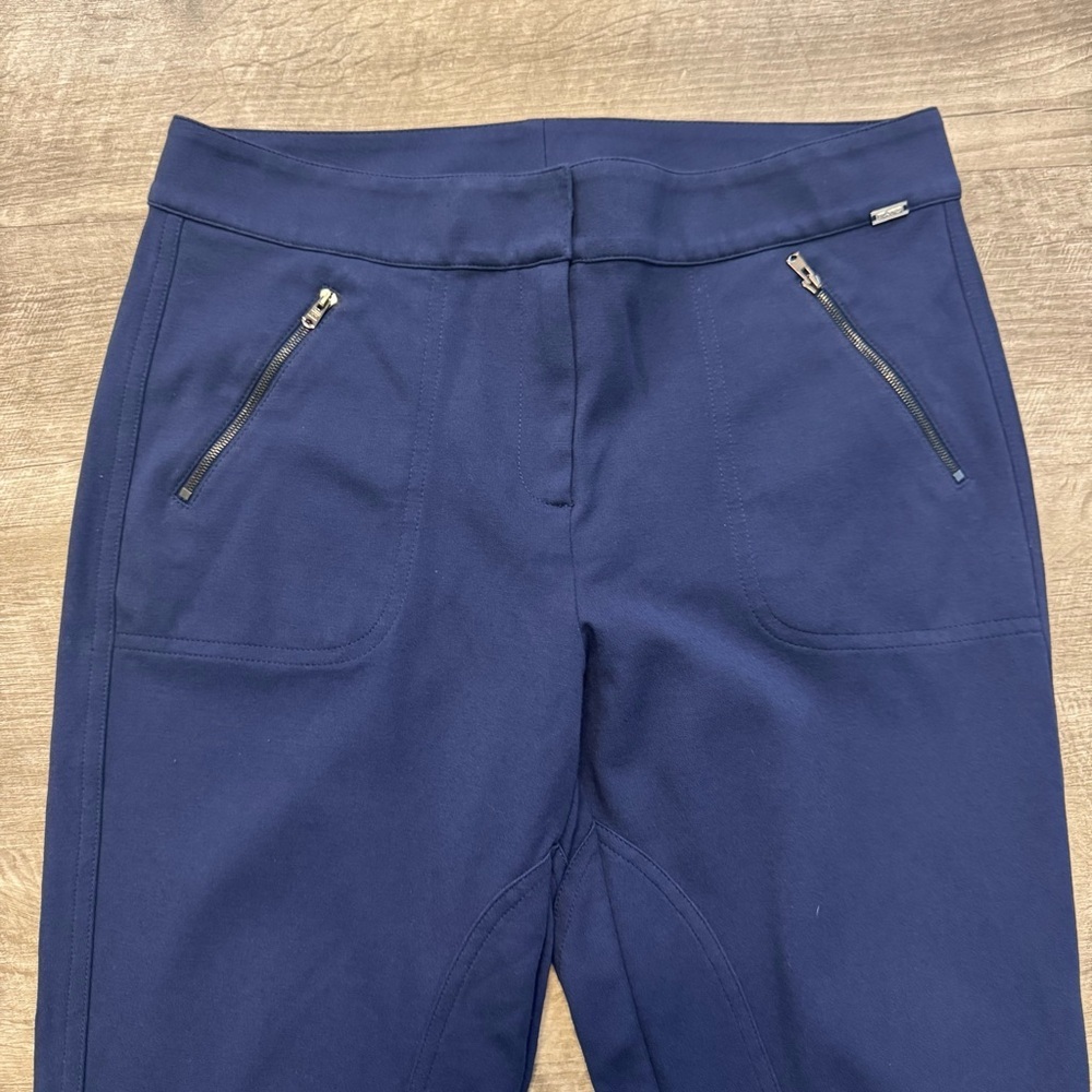 NWOT St John Zip Pocket Slim Ankle Knit Navy Blue Mid Rise Pant Women’s Sz. 6 - Picture 3 of 7